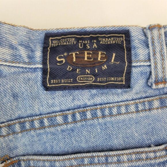 Vintage Denim Jean Shorts Steel Denim Button Fly High Waisted Made in USA - Picture 12 of 13